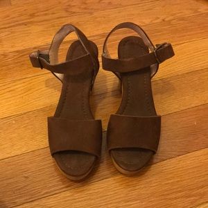 Madewell suede wooden platform sandals